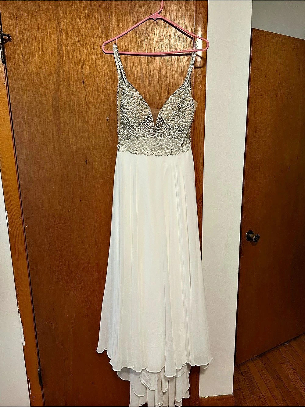 Lulus True Love White Beaded Rhinestone Maxi Dress